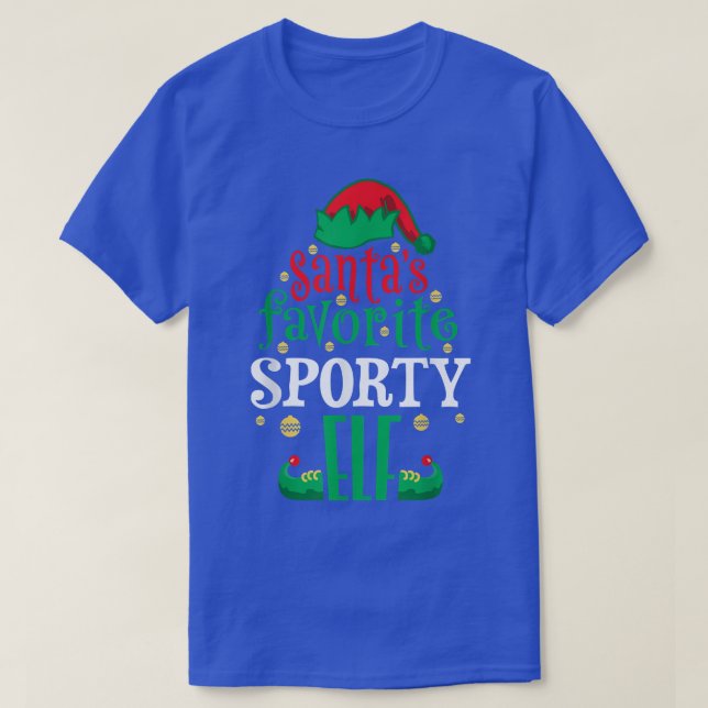 T-shirt Santas Favori Sporty Elf Christmas Matching  (Design devant)