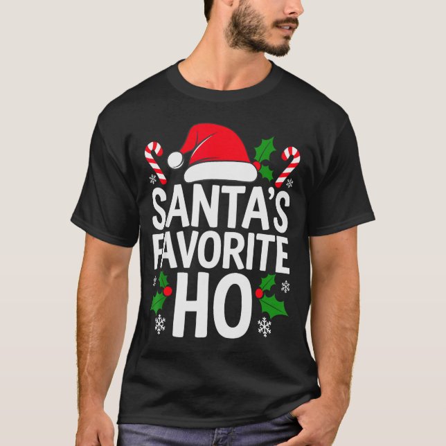 T-shirt Santa's Favorite Ho Shirt Adult Kids Funny Christm (Devant)