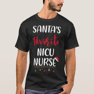 T-shirt Santa's Favorite Nicu Nurse Pajama Xmas Christmas 
