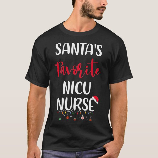 T-shirt Santa's Favorite Nicu Nurse Pajama Xmas Christmas  (Devant)