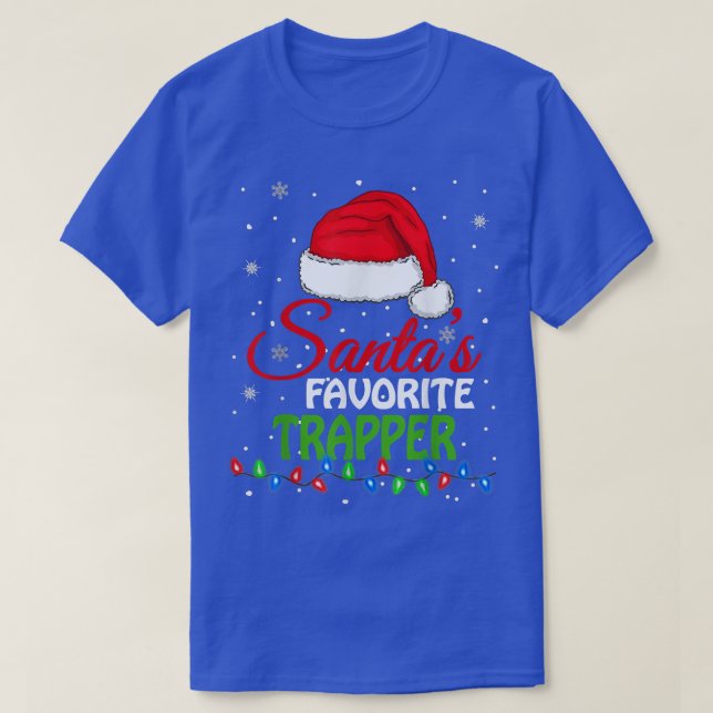 T-shirt Santa's Favorite Trapper Santa Hat Lights  (Design devant)