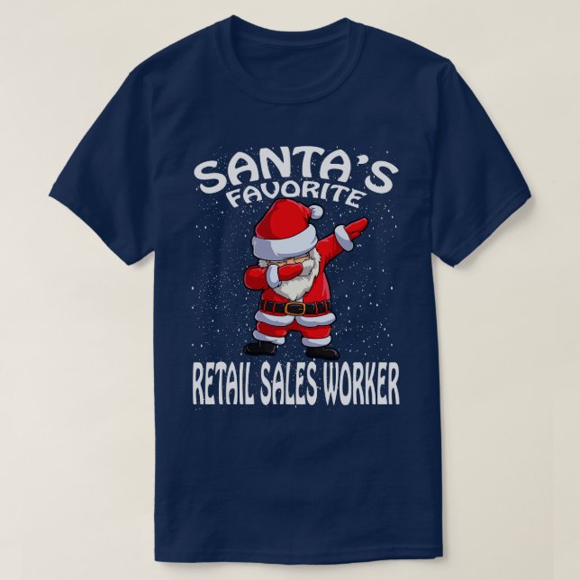 T-shirt Santas Favorite Vente au détail travailleur Noël (Design devant)