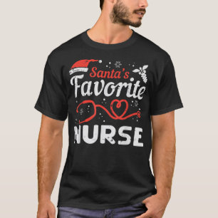 T-shirt Santas Infirmière Favorite Infirmière Noël PJs Xma