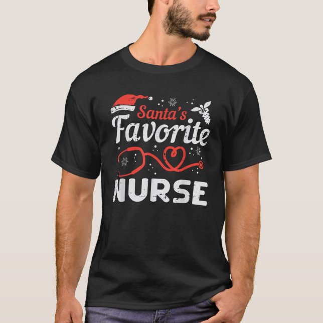 T-shirt Santas Infirmière préférée Scrub Noël Scrub Noël S (Devant)