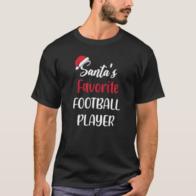 T-shirt Santas Joueur de football favori Cadeau Noël Foo (Devant)