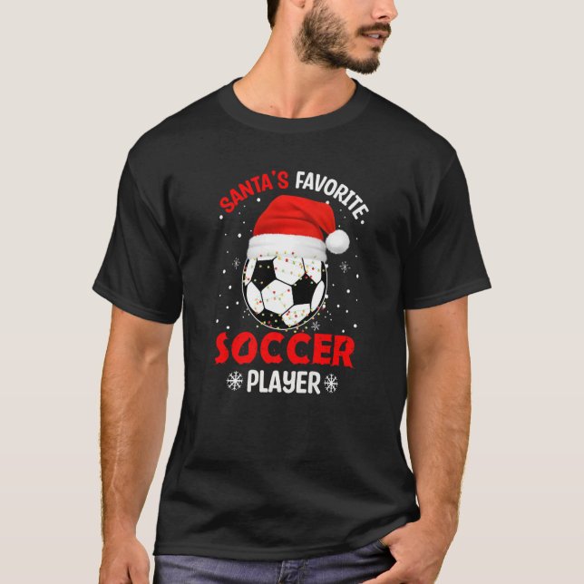 T-shirt Santas Joueur de football favori Drôle Garçon de N (Devant)