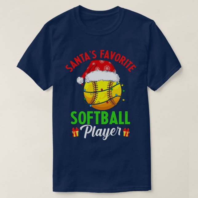 T-shirt Santas Joueur favori de softball Pajama de Noël M (Design devant)