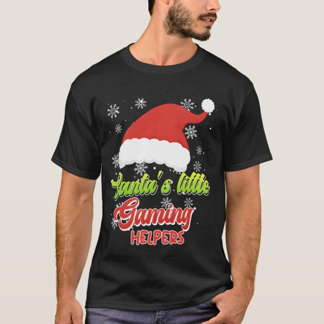 T-shirt Santas Little Gaming Helpers Christmas gift funny (Devant)