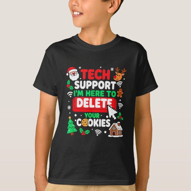 T-shirt Santa's Tech Suprt Rebooting Christmas Computer Me (Devant)