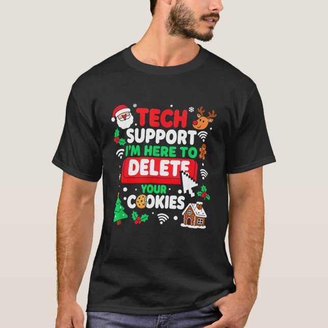 T-shirt Santa's Tech Suprt Rebooting Christmas Computer Me (Devant)
