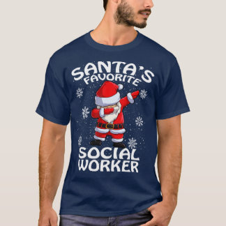 T-shirt Santas Travailleur social favori Noël 1
