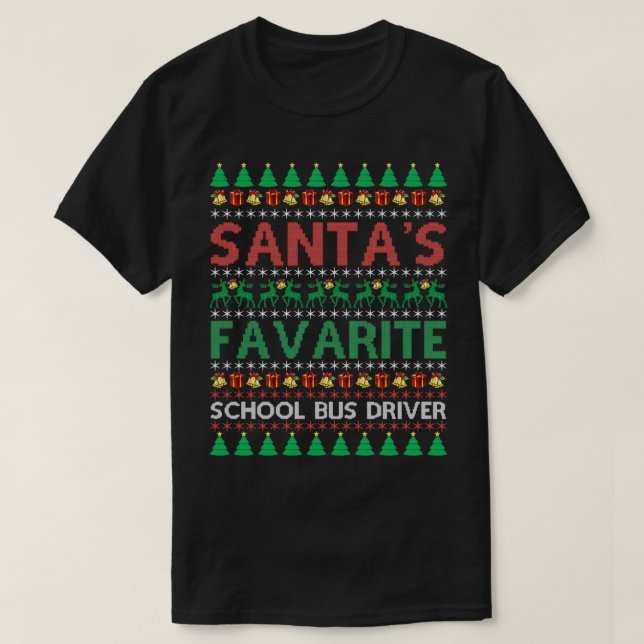 T-shirt Santax27s Conducteur de bus scolaire préféré Noël (Design devant)