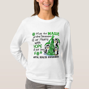 T-shirt Santé mentale de pingouins de Noël