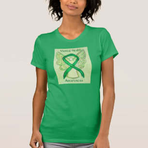 T-shirt Santé mentale Sensibilisation verte Ruban Angel Ch