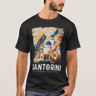 T-shirt Santorin Grèce Drapeau grec Vacances Souvenir Tour