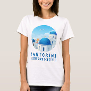 T-shirt Santorin, Grèce Femme Blanc