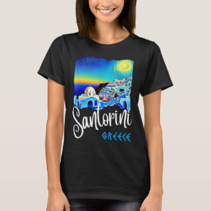 T-shirt Santorin Grèce Peinture Souvenir Voyage Pour Homme