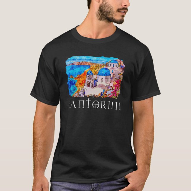 T-shirt Santorin Peinture Grèce Souvenir (Devant)