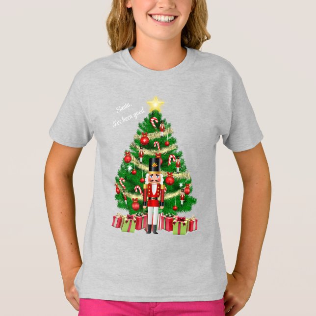 T-shirt Sapin de Noël Casse-Noisette Ajouter Texte Enfants (Devant)
