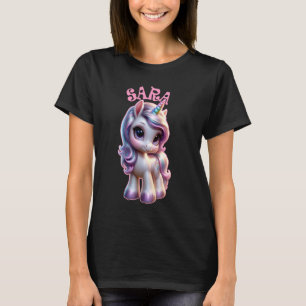 T-shirt Sara Cute Unicorn Design pour filles Nom Sara