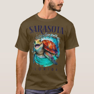 T-shirt Sarasota Florida Aquarelle Joyeuse tortue de mer