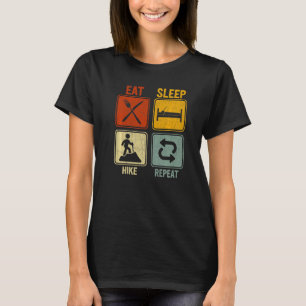 T-shirt Sarcastique Rétro Pour Hiker Manger Sleep Hike Rép
