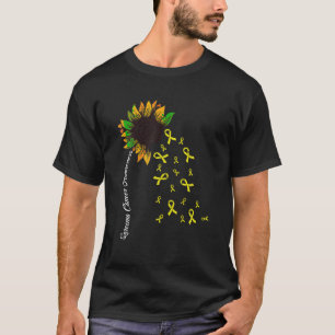 T-shirt Sarcome Cancer Awareness Yellow Ribbon Tournesol W