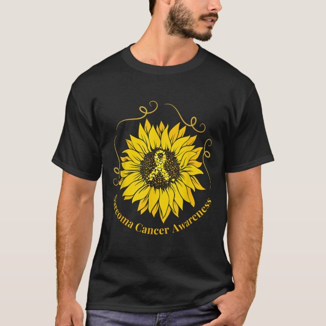 T-shirt Sarcome Cancer Sensibilisation Tournesol jaune Rub (Devant)