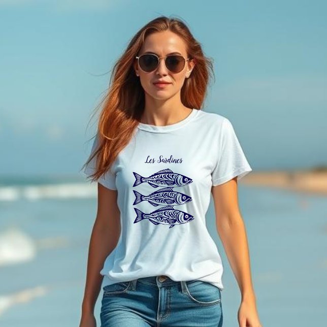 T-shirt Sardines-Bleu Hawaïen (Les Sardines Fisherman Style Collection t shirt blue hawaiian)