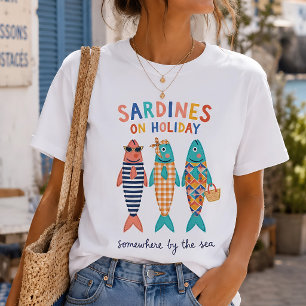 T-shirt Sardines en Vacances Graphique Côté Mer Estival