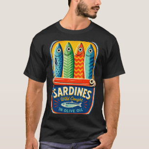T-shirt Sardines poisson en conserve graphique rétro d'été