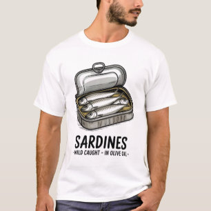 T-shirt Sardines Poisson épais Retro Été graphique pour ho