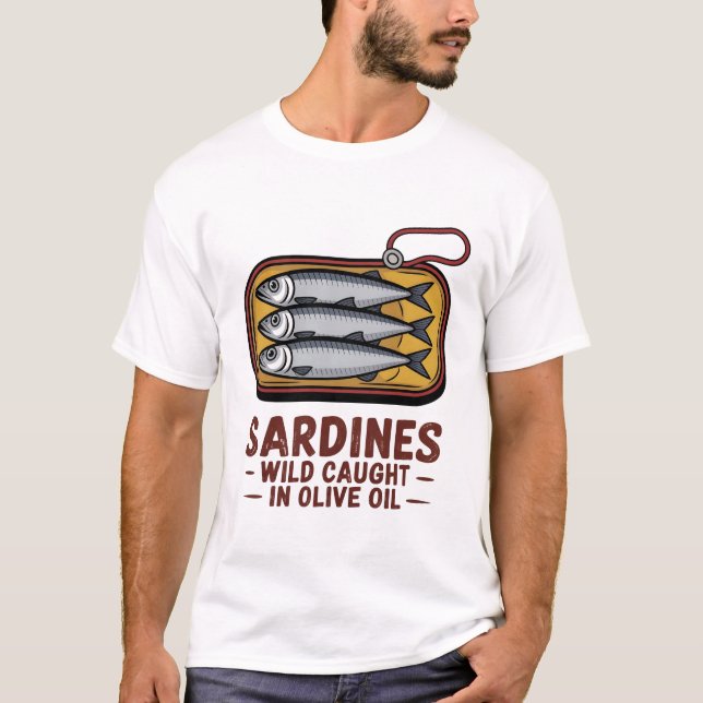 T-shirt Sardines Poisson épais Retro Été graphique pour ho (Devant)