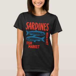 T-shirt Sardines Vintage Marché au Poisson — Blu Rétro Côt