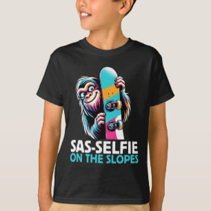 T-shirt Sas-selfie Sur Les Pistes Snowboard Bigfoot Neige
