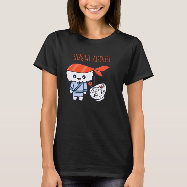 T-shirt Sashimi Japonais Food Sushi Addict Saumon Sushi (Devant)