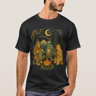 T-shirt Sasquatch Alien Campfire Friends – Drôle de Crypti