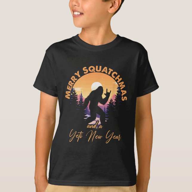 T-shirt Sasquatch Père Noël Yeti Joyeux Squatchmas Bigfoot (Devant)