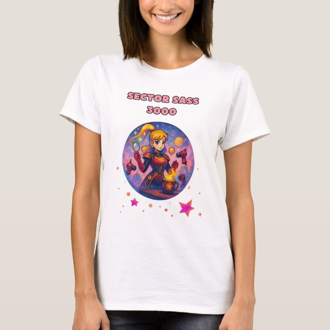 T-shirt Sass espace fille chemise avec des couleurs mignon (Devant)