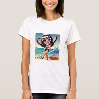 T-shirt Sassprettude Beach Babe – Retro Cartoon Style Illu