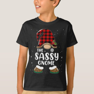 T-shirt Sassy Gnome Buffalo Plaid Matching Family Christma