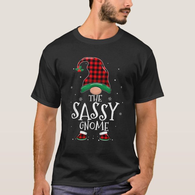 T-shirt Sassy Gnome Xmas Family Matching Plaid Christmas G (Devant)