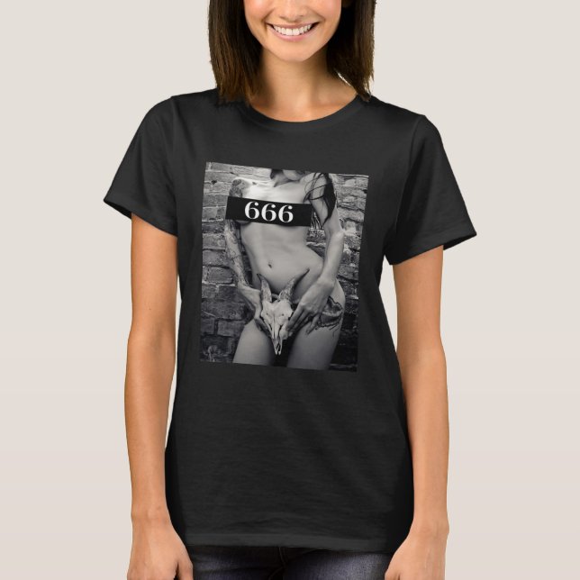 T-shirt Satan 666 Crâne de chèvre Antichris pour les homme (Devant)