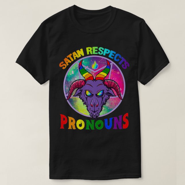 T-shirt Satan Respects Pronouns LGBT Premium  (Design devant)