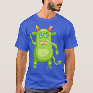 T-shirt Satan vert avec cornes rouges