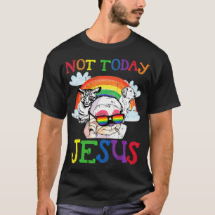 T-shirt Satanic LGBTQ Pas aujourd'hui Jésus Sloth Chat Chi