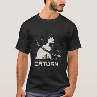 T-shirt Saturn Caturn I Planets Space Galaxy Astronomy Cat