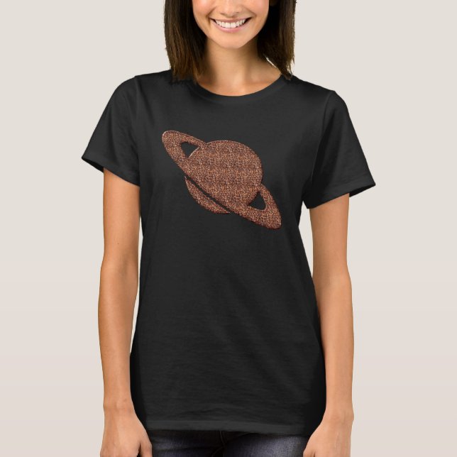 T-shirt Saturn Planeten Coffee Beans (Devant)