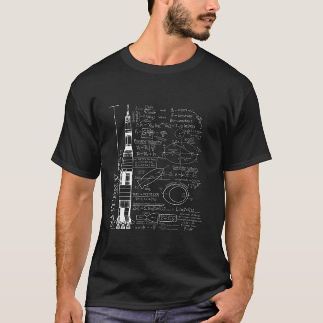 T-shirt Saturn V Saturn 5 Rocket Science Equations Long Sl (Devant)
