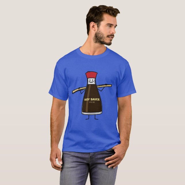 T-shirt Sauce soja Bouteille condiment baguettes asiatique (Devant entier)